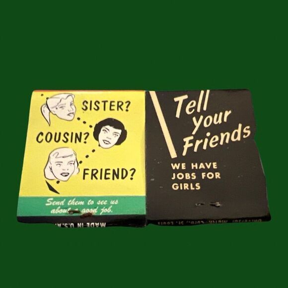 RARE Vintage Northwestern Bell Phone Co Hiring for Girls Matchbooks UNSTRUCK - Picture 1 of 2